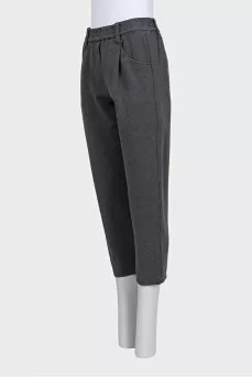 Cropped gray trousers with elastic waistband
