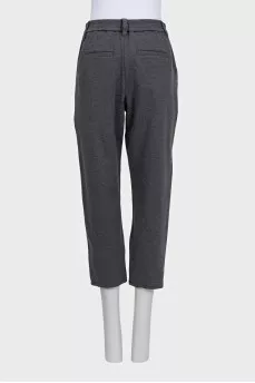 Cropped gray trousers with elastic waistband