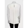 Beige short-sleeved blouse decorated with sequins
