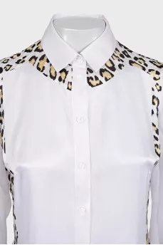 White fitted shirt with animal print inserts