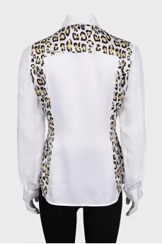 White fitted shirt with animal print inserts