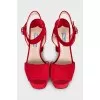 Red suede sandals with chunky heels