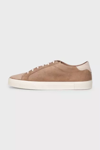 Men's brown suede lace-up sneakers
