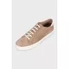 Men's brown suede lace-up sneakers