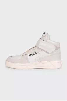 Men's gray high-top sneakers with logo