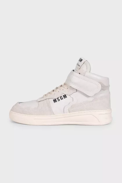 Men's gray high-top sneakers with logo
