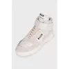 Men's gray high-top sneakers with logo