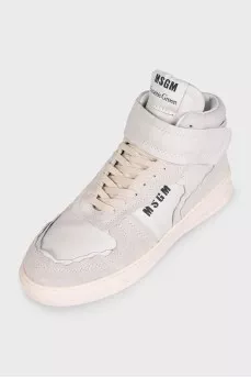 Men's gray high-top sneakers with logo