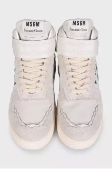 Men's gray high-top sneakers with logo