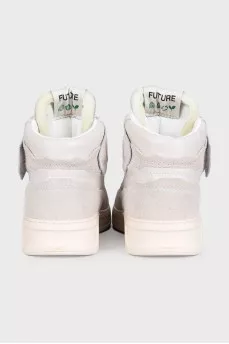 Men's gray high-top sneakers with logo