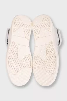 Men's gray high-top sneakers with logo