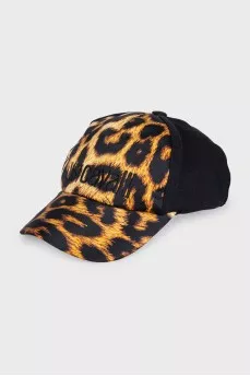 Black cap with print and embroidery