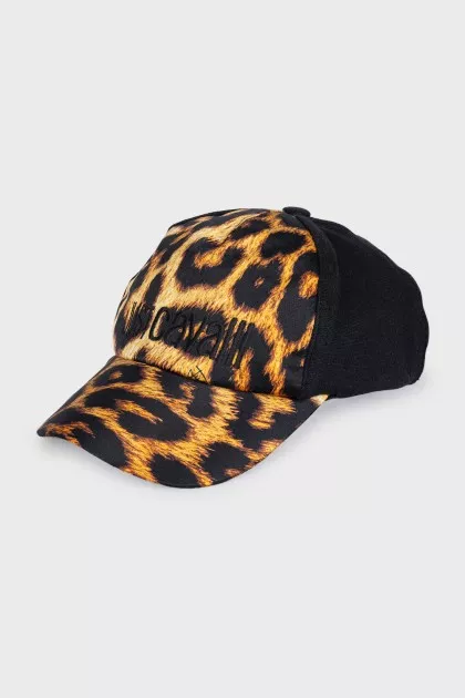Black cap with print and embroidery