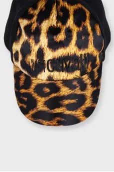 Black cap with print and embroidery