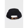 Black cap with print and embroidery