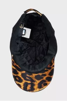 Black cap with print and embroidery