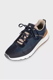 Men's sneakers with blue suede inserts