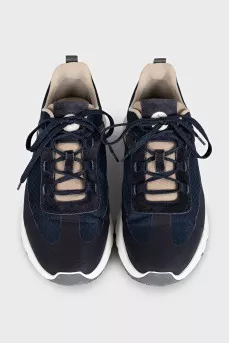 Men's sneakers with blue suede inserts