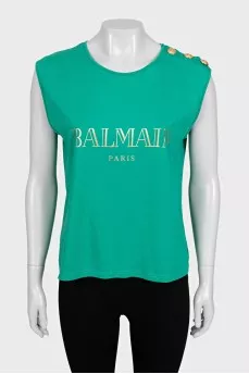 Green T-shirt with gold print