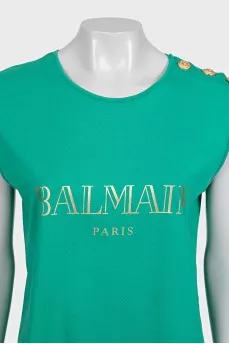 Green T-shirt with gold print