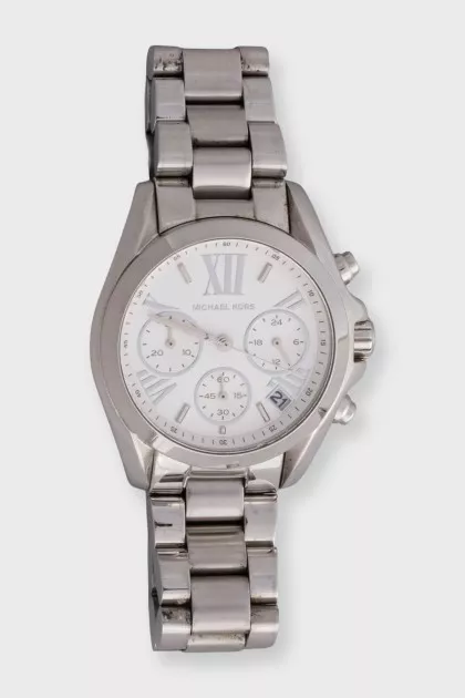 Round silver watch