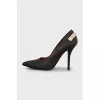 Leather pumps with metallic embellishments