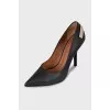 Leather pumps with metallic embellishments