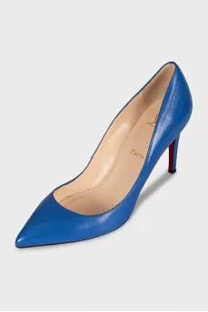 Blue leather pumps