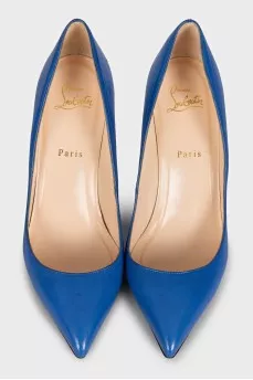 Blue leather pumps