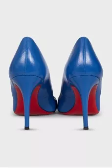 Blue leather pumps