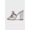 Silver mules with decor