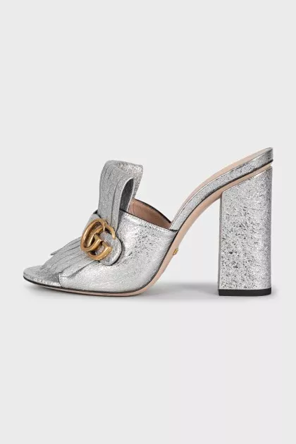Silver mules with decor