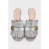 Silver mules with decor