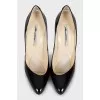 Black patent leather high heel shoes