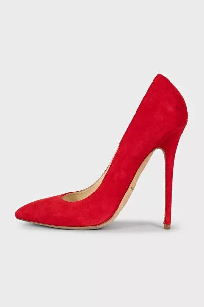 Red suede stiletto heels