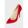 Red suede stiletto heels