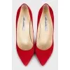 Red suede stiletto heels