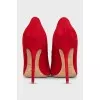 Red suede stiletto heels
