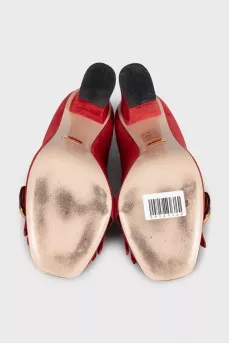 Red suede shoes with fringe