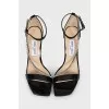 Patent leather sandals with a rhinestone strap