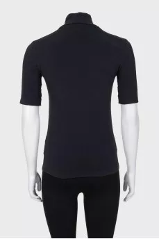 Fitted black t-shirt with a high neck