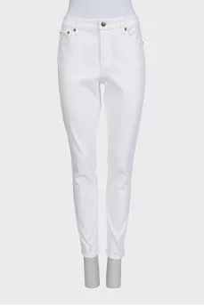 White straight-leg jeans