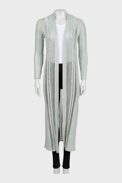 Semi-transparent straight-cut cardigan