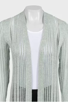 Semi-transparent straight-cut cardigan
