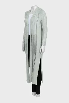 Semi-transparent straight-cut cardigan