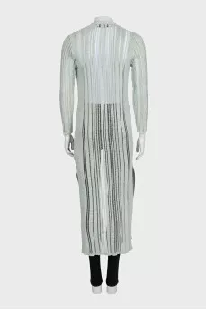 Semi-transparent straight-cut cardigan