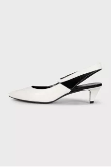 Leather pointed-toe slingbacks