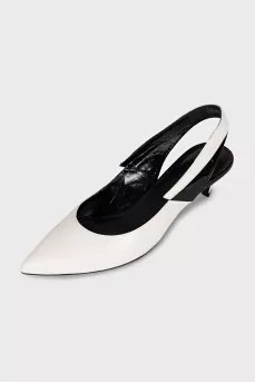 Leather pointed-toe slingbacks