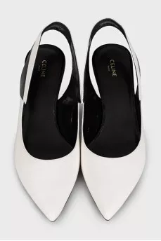 Leather pointed-toe slingbacks