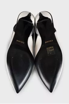 Leather pointed-toe slingbacks